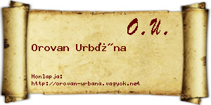 Orovan Urbána névjegykártya